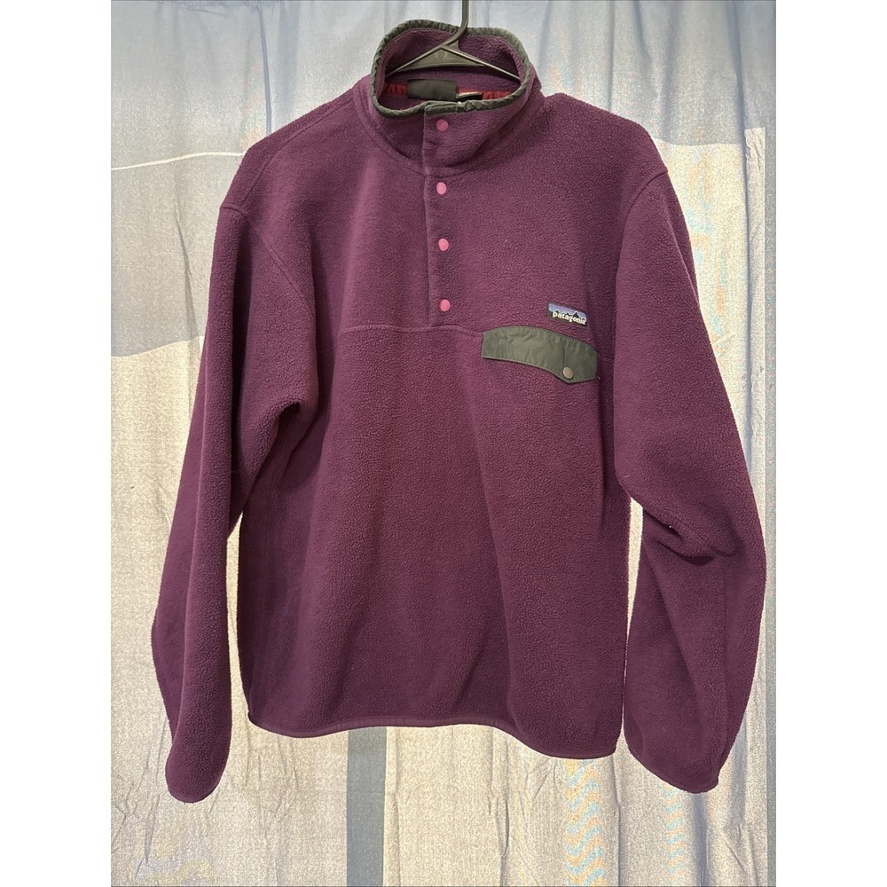 Vintage Patagonia Synchilla Snap-T Purple Green Fleece Pullover Men's S